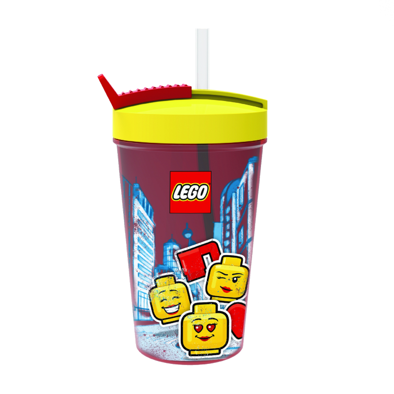 LEGO® Iconic Girl kelímek s brčkem - žlutá/červená