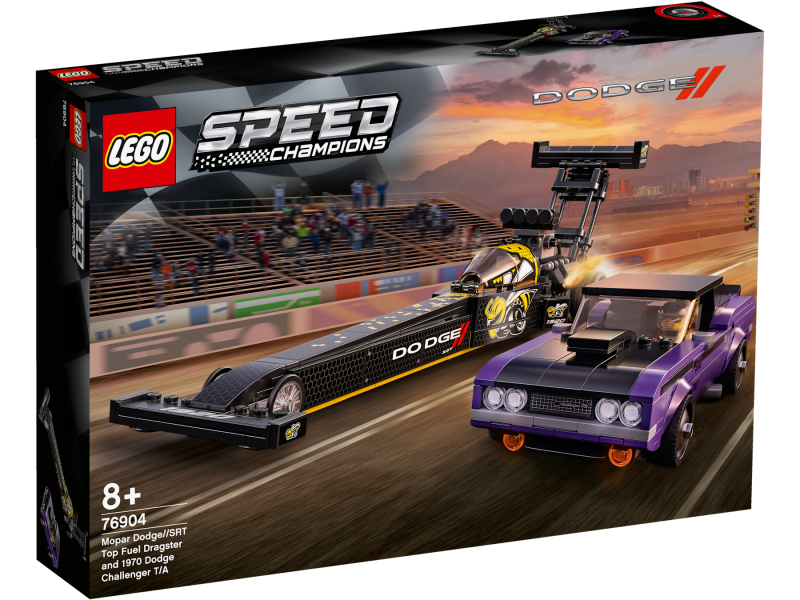 LEGO® Speed Champions 76904 Mopar Dodge//SRT Top Fuel Dragster a 1970 Dodge Challenger T/A