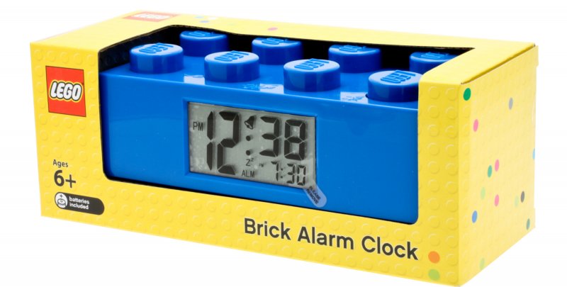 LEGO Brick - hodiny s budíkem, modré 9002151