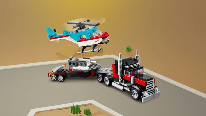 LEGO® Creator 31146 Náklaďák s plochou korbou a helikoptéra
